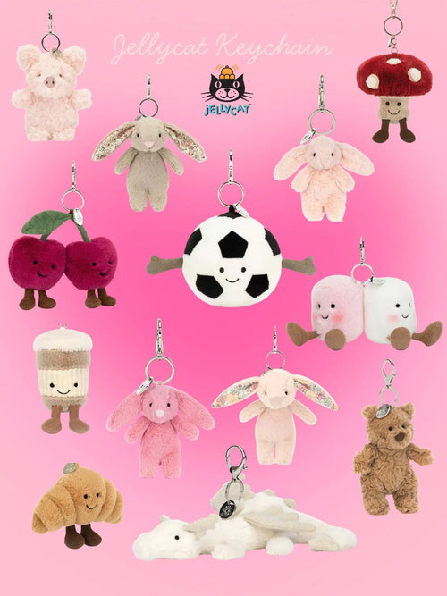 Jellycat Bag Charm Plush - Cute Animal Keychains Accessory