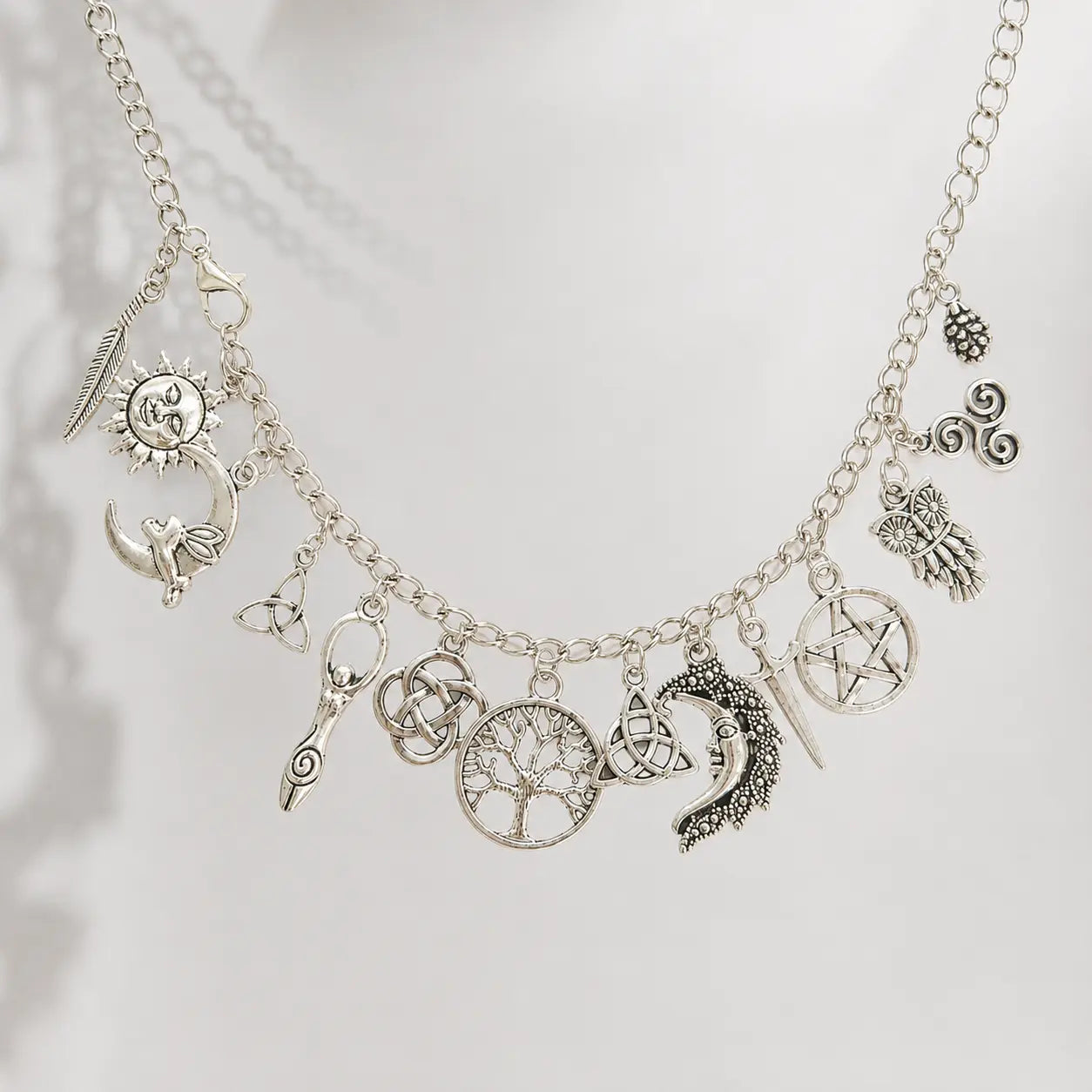 Vintage Witchy Charm Bracelet -Moon, Sun & Tree of Life Sliver Bracelet 